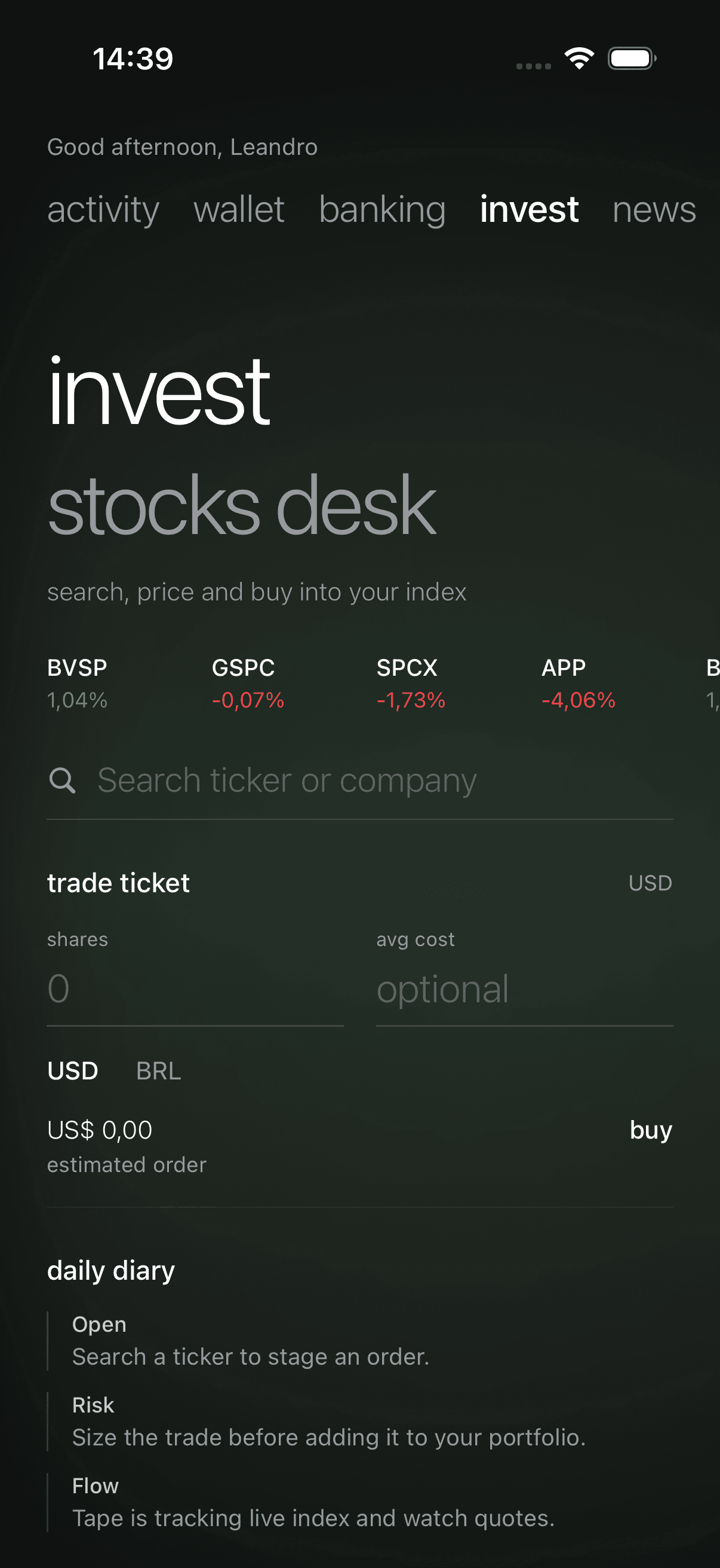 Aurum invest screen