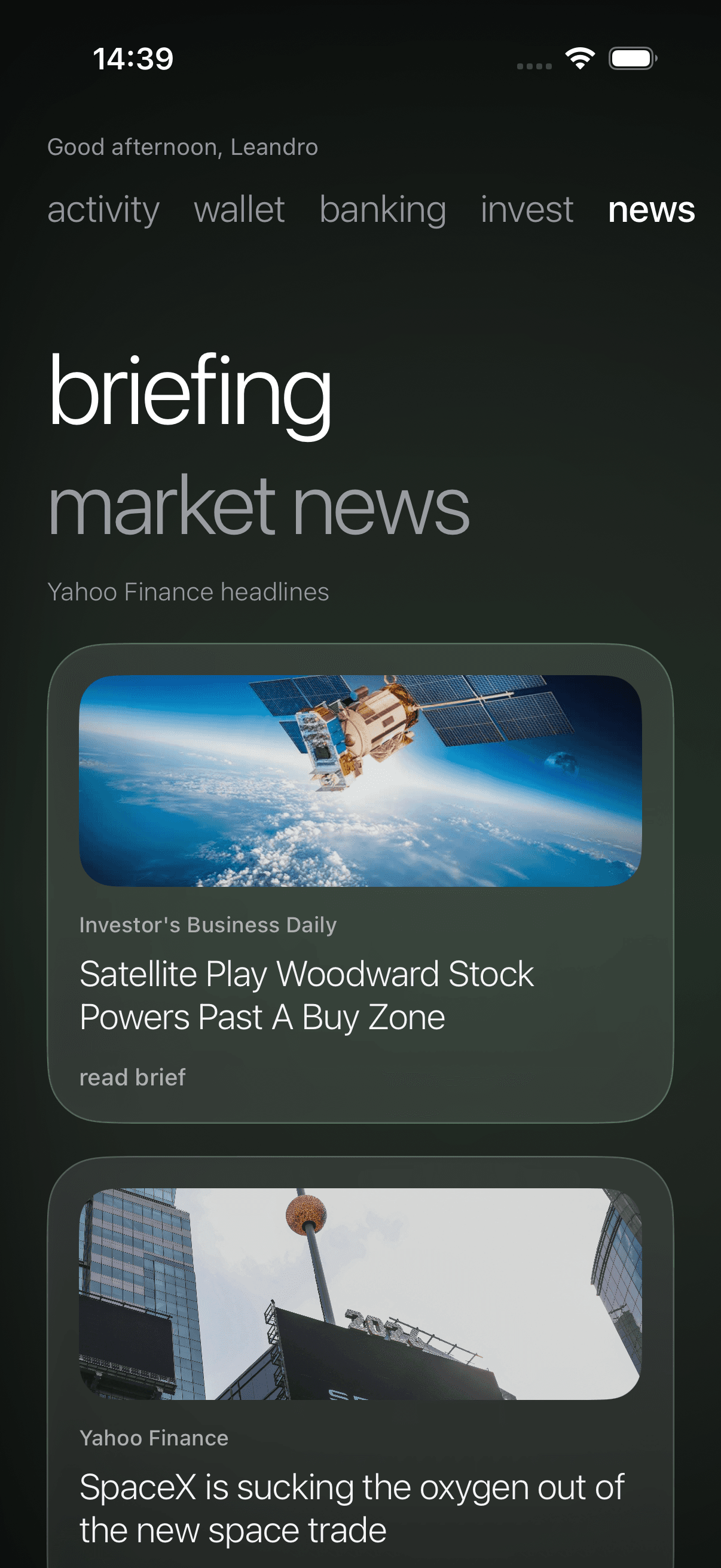 Aurum market news screen
